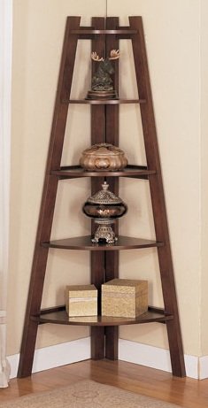 Beautiful Corner Shelf in Walnut Finish PDS F40038