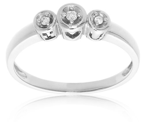 10k Choice of White or Yellow Gold 3-Stone Diamond Ring (.05 cttw, I-J Color, I2-I3 Clarity)