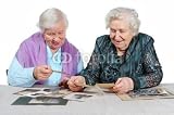 Wallmonkeys Peel and Stick Wall Decals - Two Grandmothers with Old Photos. - Removable Graphic