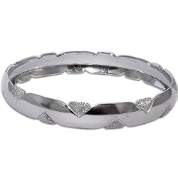 Womens Costume Jewelry Rodium Plated Bangle Bracelets in Indian-Style 2.6 inches