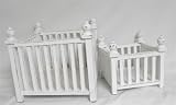 Square Wood Fence Planters, Handmade & Handpainted - Small