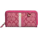 AUTHENTIC COACH HERITAGE SIGNATURE STRIPE ACCORDIAN ZIP WALLET 42380 (Magenta)