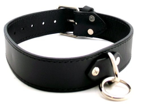 Heart 2 Heart Collar Leather with O-Ring, Black, Large/X-Large
