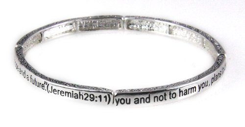 4030718 Jeremiah 29:11 Stackable Scripture Stretch Christian Bracelet Religious Cross Bible