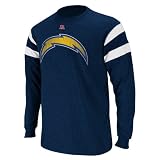 NFL Men's San Diego Chargers End Of Line III Long Sleeve Crew Neck Overdyed Tee (Navy Heather/White, X-Large)