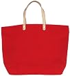 Cotton Colorful Red Large Tote Bag with Leather Handle 22"Lx14.5"H