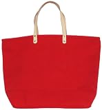 Cotton Colorful Red Large Tote Bag with Leather Handle 22