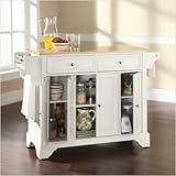 Crosley Furniture LaFayette Natural Wood Top Kitchen Island in White Finish ....