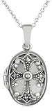 Sterling Silver Marcasite & Mother-of-Pearl Locket, 18