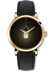 SPRAWL Aanalog Fashion Series Gold Ladies Watches of Genuine Black Leather Strap,Unique Wrist Watch for Women Girls Designed with Focus on black spiral background