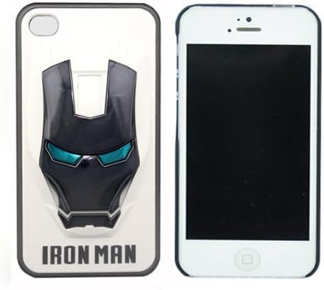 W-RainBow Newest Arrival Fashion Cute 3D Cartoon White Bottom Gray Iron Man Protective Hard Case For Apple iPhone 4 4G 4S