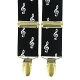 Treble Clef Mens Braces (BR55)- Music Braces - Black by Best Braces Company
