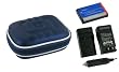 rooCASE 3n1 (Med EVA Dark Blue) Hard Shell Case with Memory Foam / NP-FT1 680mAh Li-Ion Battery / AC DC Charger for Sony DSC-L1 DSC-T5 DSC-T9 DSC-T10 DSC-T33