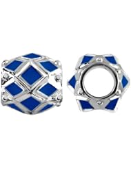 Storywheel® Navy Blue Enamel Bead / Charm in 925 Sterling Silver
