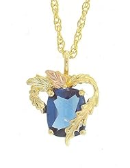 Classy! 10k Yellow-gold Black Hills Gold 10x8mm (December-Birthstone) Blue Zircon pendant-necklace