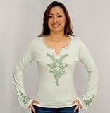 Harley-Davidson® Women's Shimmer Swirl Glitter Swirls Green Long Sleeve R1708823