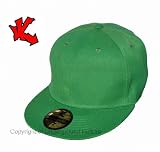 New Plain Green Flat Peak Fitted Baseball Cap 7 3/4″