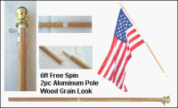 Woodgrain Spin Free Flag Pole