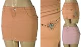 Pastel Colored Embroidered Denim Cut Off Mini Skirt ( Choose from 3 Colors ) - Close-out Sale !