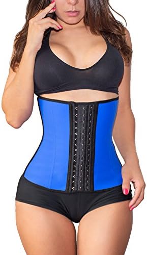 Lady Chery Waist Trainer Corsets Long Torso with 3 Hook Rows FAJAS COLOMBIANAS (Blue, Small For 24''/61cm to 26''/66cm)