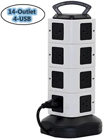 YELLWWORS Power Strip Surge Protector, Smart 14-Outlet with 4-USB Worldwide Voltage Surge Protection Power Socket with 6.5ft Cord suitable for Phone,Home,Office,Travel