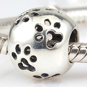 Paw Print Cut-Outs - Sterling Silver Charm Bead - fits Pandora, Chamilia etc style Bracelets - SpangleBead