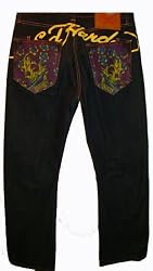 Men's Ed Hardy Jeans Rdmbl Rdhead Skull Paint Pant Jeans Available in Several Sizes