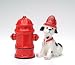 Fine Porcelain Salt and Pepper Shaker Set Figurine Collectible - Fire Post & Dog S/P