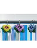 12pk Floral Shower Curtain Hooks
