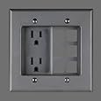 Leviton 690-E 15 Amp, 2 Gang Recessed Device with Duplex Receptacle and QuickPort Plate, Residential Grade, Ebony