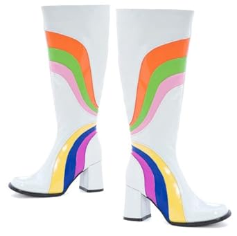 3 Inch Sexy Knee High Go Go Boots Swirl White Costume Boots