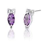 1.00 Carats Marquise Shape Amethyst Earrings in Sterling Silver