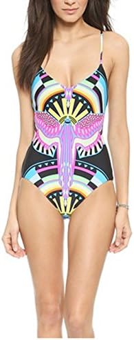 GLGG Women's Sexy Dual Layer Lace Up&Colorful Floral Print One Piece Bikini Swimsuit (XL, Purple)