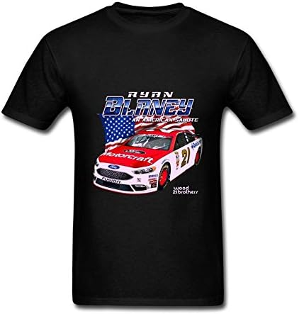 QweYu Men's Ryan Blaney Checkered Flag Driver Salute T-shirt Black XXL