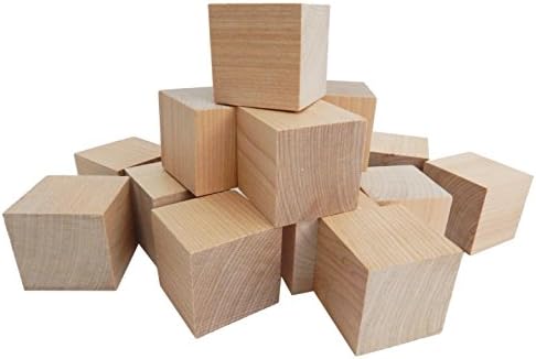 1.5" Natural Unfinished Set of 20 Craft Wood Blocks Made in USA
