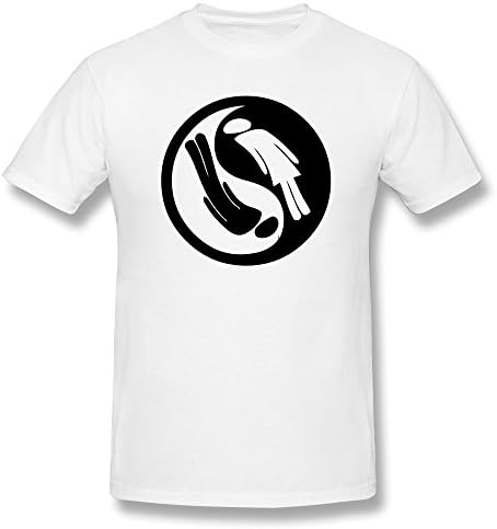 NASY Men's Ying Yang Couple Cotton Short Sleeve T Shirt L White