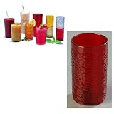 Carlisle Pebble Optic Drinkware Tumblers, 12 ounce, Ruby (One Dozen Dishwasher Safe Break Resistant SAN Plastic Drinking Glasses)