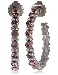Sorrelli "Crystal Rose" Stone Studded Crystal Silvertone Hoop Earrings