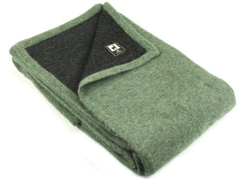 Reversible Alpaca Wool Blanket Two Colors, King, Soft Green