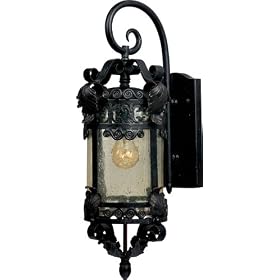 Maxim Lighting 30143ASCF Aztec Light 24-1/2-Inch Outdoor Wall Lantern, Country Forge Finish with Amber Seeded Glass