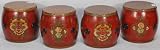 BK0074BY-Small Kettle Drum Stools, Hand-Painted in Tibetan Style, Contemporary, China, Wood (Mu) and