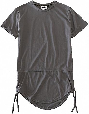 CAUAU47 Men's 100% Cotton Gray Hipster Crewneck Fishtail T-shirt