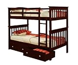 Bunk Bed Twin over Twin Mission Style in Cappucino with Drawers
