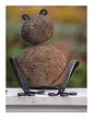 River Stone and Iron Sitting Frog Doorstop and Statuary
