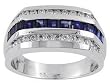 14K White Gold Man's Sapphire and Diamond Ring