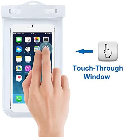 Voscale Universal Waterproof Case Bag, Snowproof, Dirtproof for Iphone 6/6s Plus Samsung Galaxy S6, Itouch, 6-inch Diagonal, Swimming Card Money Dry Bag, Ipx8 Certified to 100 Feet (White)