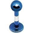 14 Gauge Silver Blue Striped Titanium Labret Monroe