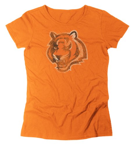 NFL Women's Cincinnati Bengals Bigger Logo Retro Tee (Autumn Orange, X-Large)