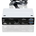 CSL - 3,5" All in One USB 3.0 (Super Speed) Cardreader (Kartenleser) | 2 x USB 3.0 | Multifunktionspanel | SD / SDHC / Mini SDHC / Micro SDHC / USB / XD / CF/MD