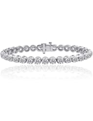 7.05 Ct E-F/VS-1 Round Natural Diamond Tennis Bracelet Set in 18k White Gold